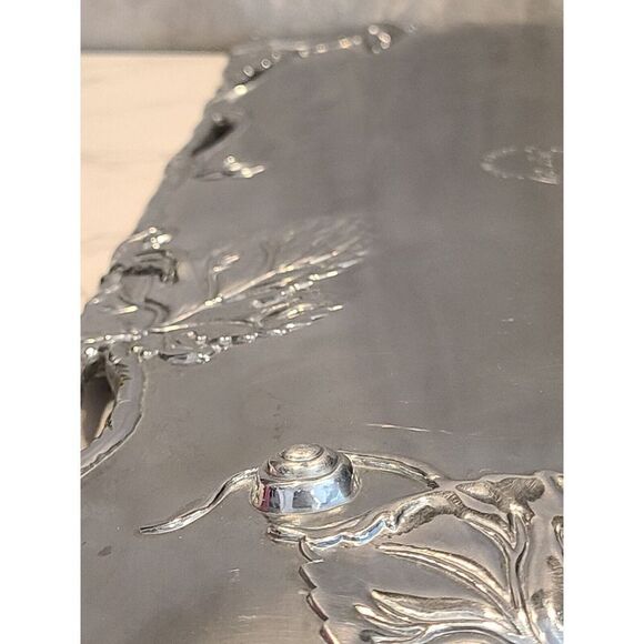 Arthur Court 2002 19" Oblong Serving Tray Vines & Grape Grapevine Footed GUC - Picture 5 of 11